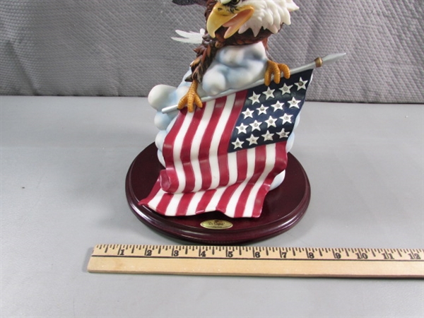 FIBER OPTIC EAGLE & AMERICAN FLAG STATUE