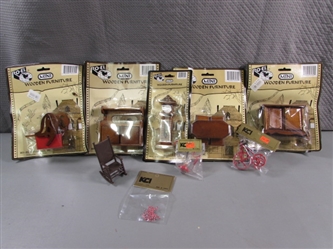 MINIATURE DOLLHOUSE FURNITURE & ACCESSORIES - MOST ARE NEW IN PACKAGE