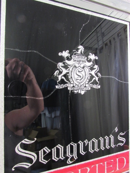 SEAGRAMS MIRROR/SIGN & SHOT GLASS COLLECTION