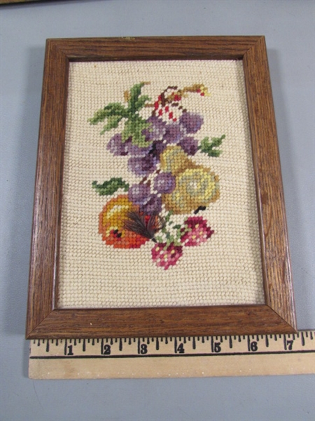 VINTAGE FRAMED NEEDLEWORK ART