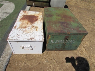 2 HEAVY DUTY METAL STORAGE BOXES