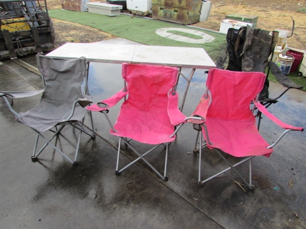 FOLDING CAMP CHAIRS & TABLE - NEED CLEANING