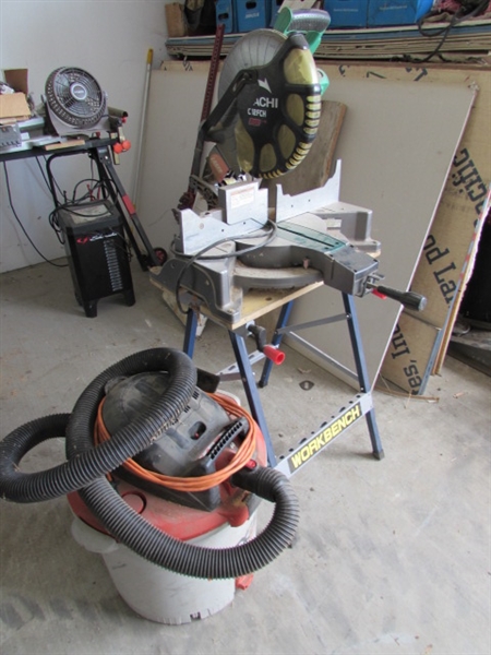 HITACHI 12 COMPOUND MITER SAW & SHOP VAC (DUST COLLECTOR)