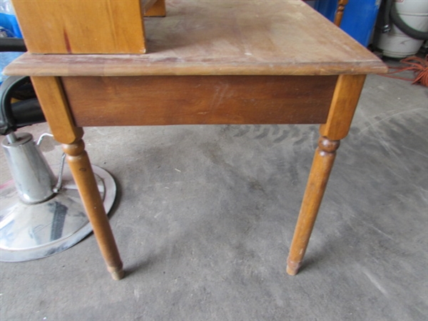 PAIR OF WOODEN DESKS W/KEYBOARD DRAWERS