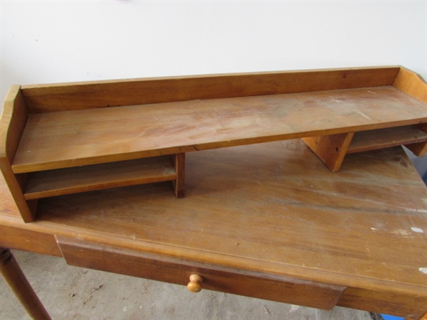 PAIR OF WOODEN DESKS W/KEYBOARD DRAWERS