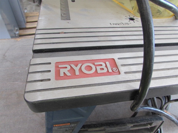 RYOBI ROUTER, TABLE & BITS