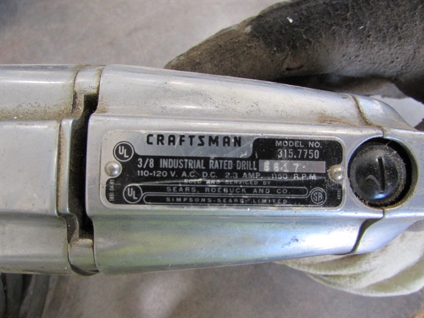 3/8 CRAFTSMAN INDUSTRIAL DRILL & MILWAUKEE HOLE HAWG