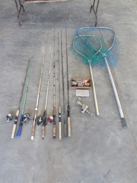 FISHING POLES, REELS, NETS & TACKLE