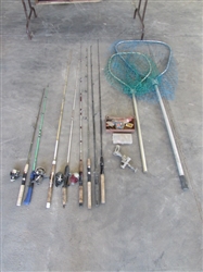 FISHING POLES, REELS, NETS & TACKLE