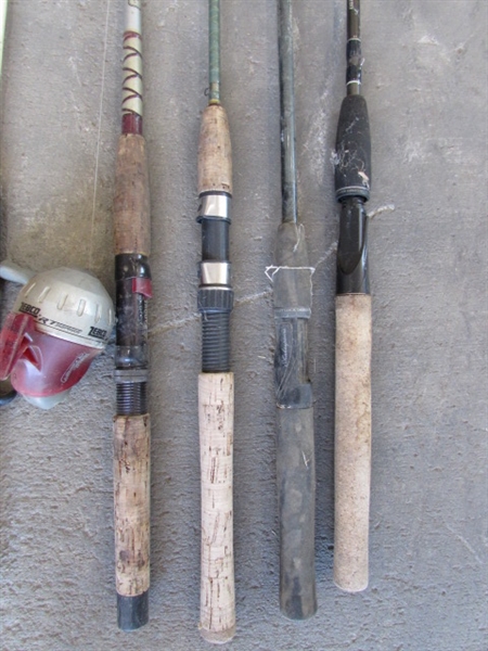 FISHING POLES, REELS, NETS & TACKLE