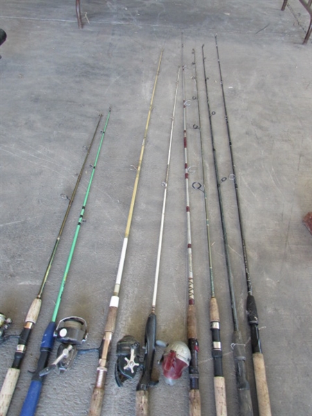 FISHING POLES, REELS, NETS & TACKLE