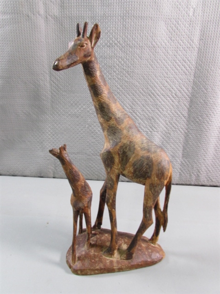 12 CARVED WOODEN GIRAFFE STATUE