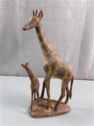 12" CARVED WOODEN GIRAFFE STATUE