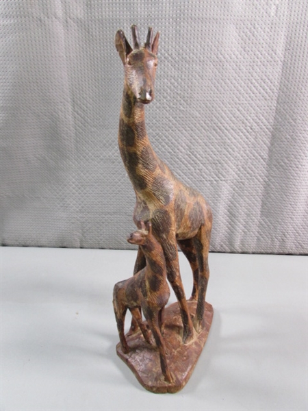 12 CARVED WOODEN GIRAFFE STATUE