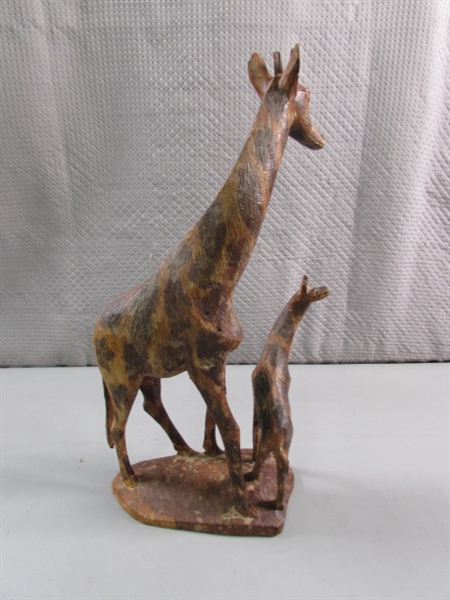 12 CARVED WOODEN GIRAFFE STATUE