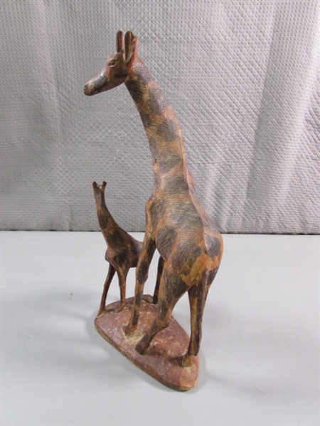 12 CARVED WOODEN GIRAFFE STATUE