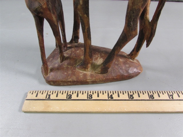 12 CARVED WOODEN GIRAFFE STATUE