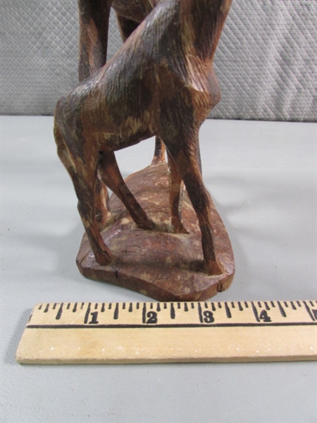 12 CARVED WOODEN GIRAFFE STATUE