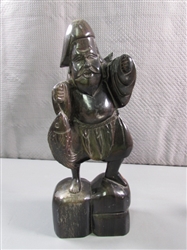 VINTAGE CHINESE HAND CARVED ROSEWOOD FISHERMAN