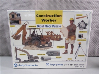 NEW - CONSTRUCTION WORKER GIANT FLOOR PUZZLE