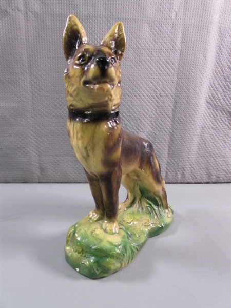 VINTAGE GERMAN SHEPHERD STATUE - PLASTER?