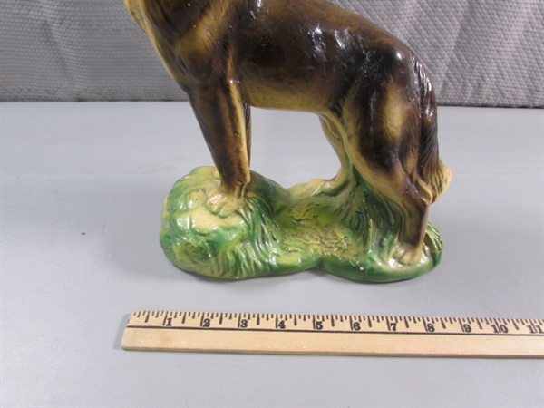 VINTAGE GERMAN SHEPHERD STATUE - PLASTER?