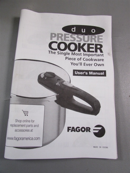 FAGOR DUO PRESSURE COOKER - 6L