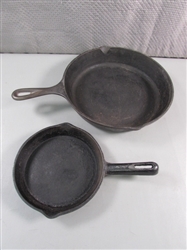 CAST IRON SKILLETS -10" LODGE & 6" UNMARKED