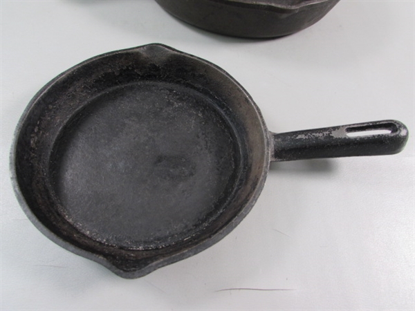 CAST IRON SKILLETS -10 LODGE & 6 UNMARKED