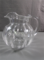 SIGNED TIFFANY & CO CRYSTAL BLOWN GLASS PITCHER