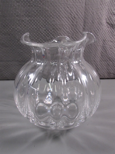 SIGNED TIFFANY & CO CRYSTAL BLOWN GLASS PITCHER