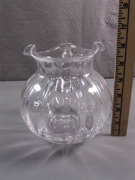 SIGNED TIFFANY & CO CRYSTAL BLOWN GLASS PITCHER