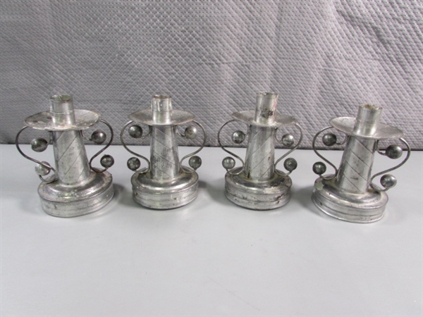 SET OF 4 MEXICAN CANDLE HOLDERS - ALUMINUM?