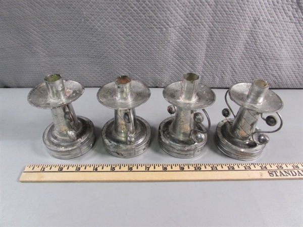 SET OF 4 MEXICAN CANDLE HOLDERS - ALUMINUM?