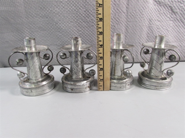 SET OF 4 MEXICAN CANDLE HOLDERS - ALUMINUM?