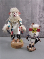 2 HANDCRAFTED KACHINA DOLL STATUES