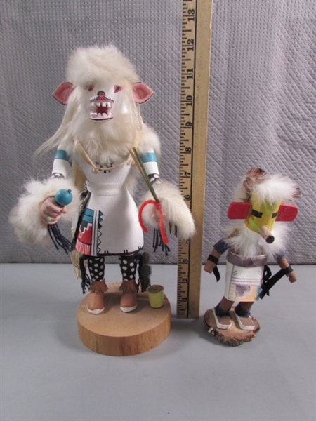 2 HANDCRAFTED KACHINA DOLL STATUES