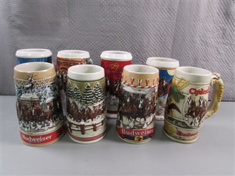 8 BUDWEISER CLYDESDALE BEER STEINS