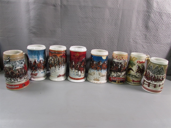 8 BUDWEISER CLYDESDALE BEER STEINS