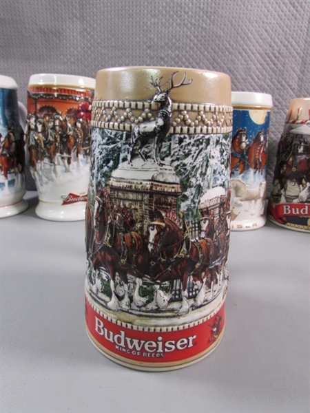 8 BUDWEISER CLYDESDALE BEER STEINS