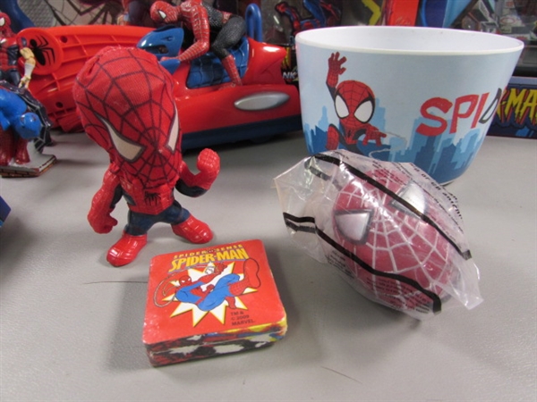 COLLECTION OF SPIDEERMAN TOYS, ACTION FIGURES & MORE - MOST ARE NEW