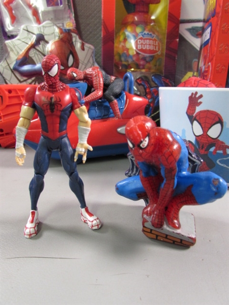 COLLECTION OF SPIDEERMAN TOYS, ACTION FIGURES & MORE - MOST ARE NEW