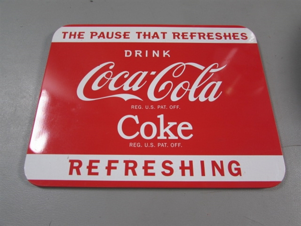 TIN COCA COLA ITEMS + ADVERTISING MIRROR