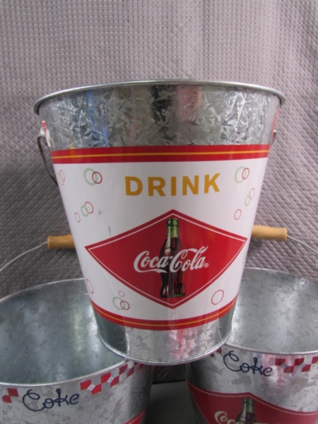 TIN COCA COLA ITEMS + ADVERTISING MIRROR