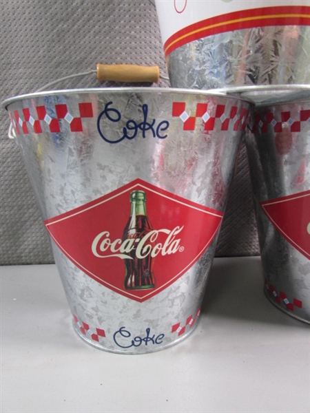 TIN COCA COLA ITEMS + ADVERTISING MIRROR