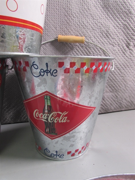 TIN COCA COLA ITEMS + ADVERTISING MIRROR