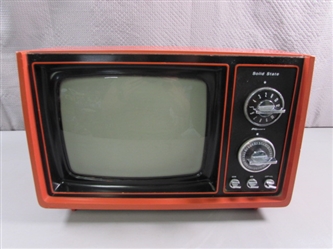 VINTAGE RED "KMART" TV FOR PARTS OR REPAIR