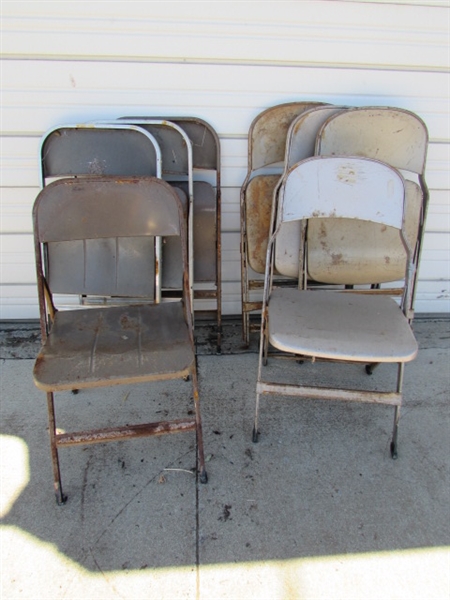 8 VINTAGE METAL FOLDING CHAIRS