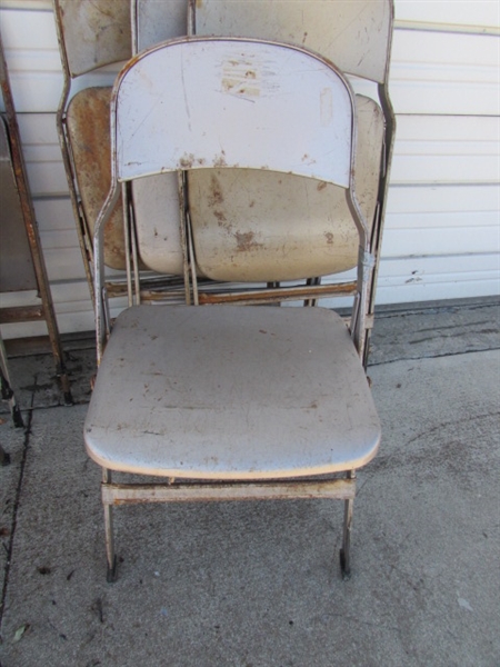 8 VINTAGE METAL FOLDING CHAIRS