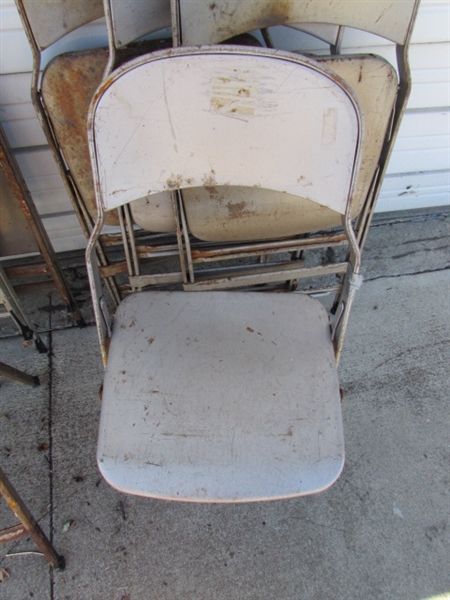 8 VINTAGE METAL FOLDING CHAIRS